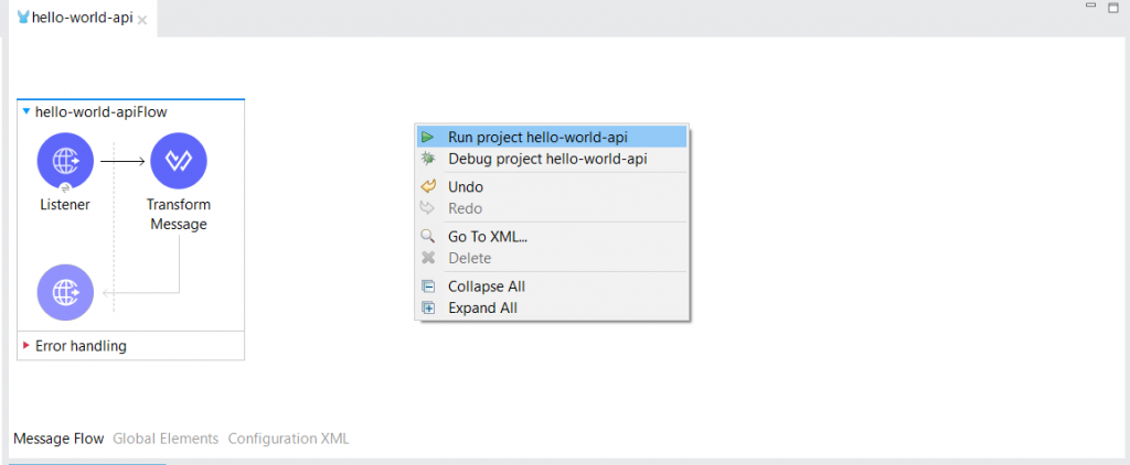 MuleSoft_Chatper_2_Image_15_MuleSoft Project Listener Run Application
